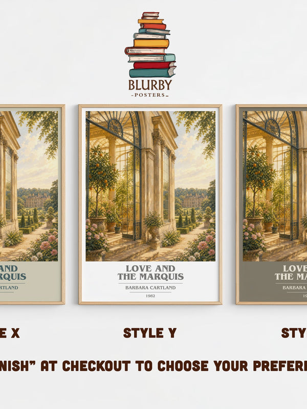 Love And The Marquis book cover print in frame leaning in hallway – romance wall art