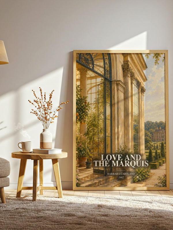 Love And The Marquis watercolour print in frame leaning in hallway – romance wall art