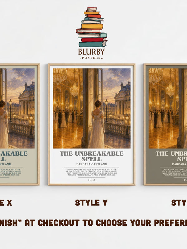 The Unbreakable Spell bookish print in frame leaning in hallway – romance wall art