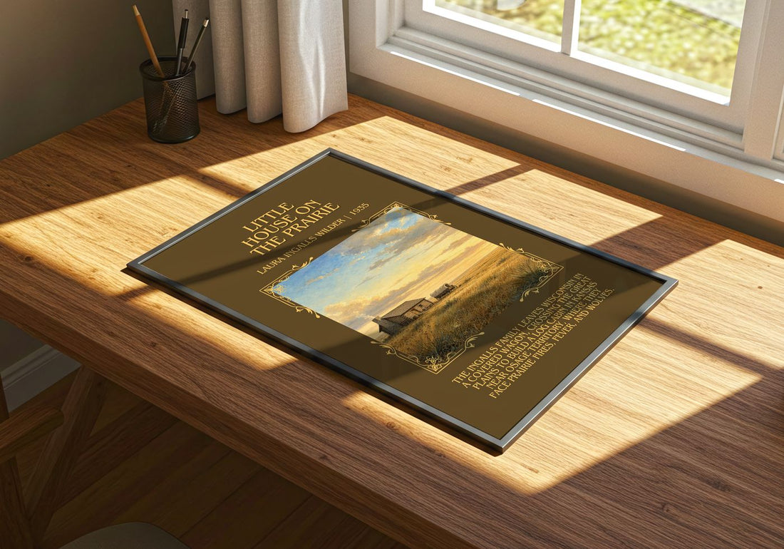 Little House on the Prairie Minimalist Book Poster by L. Wilder – print on a sunlit desk