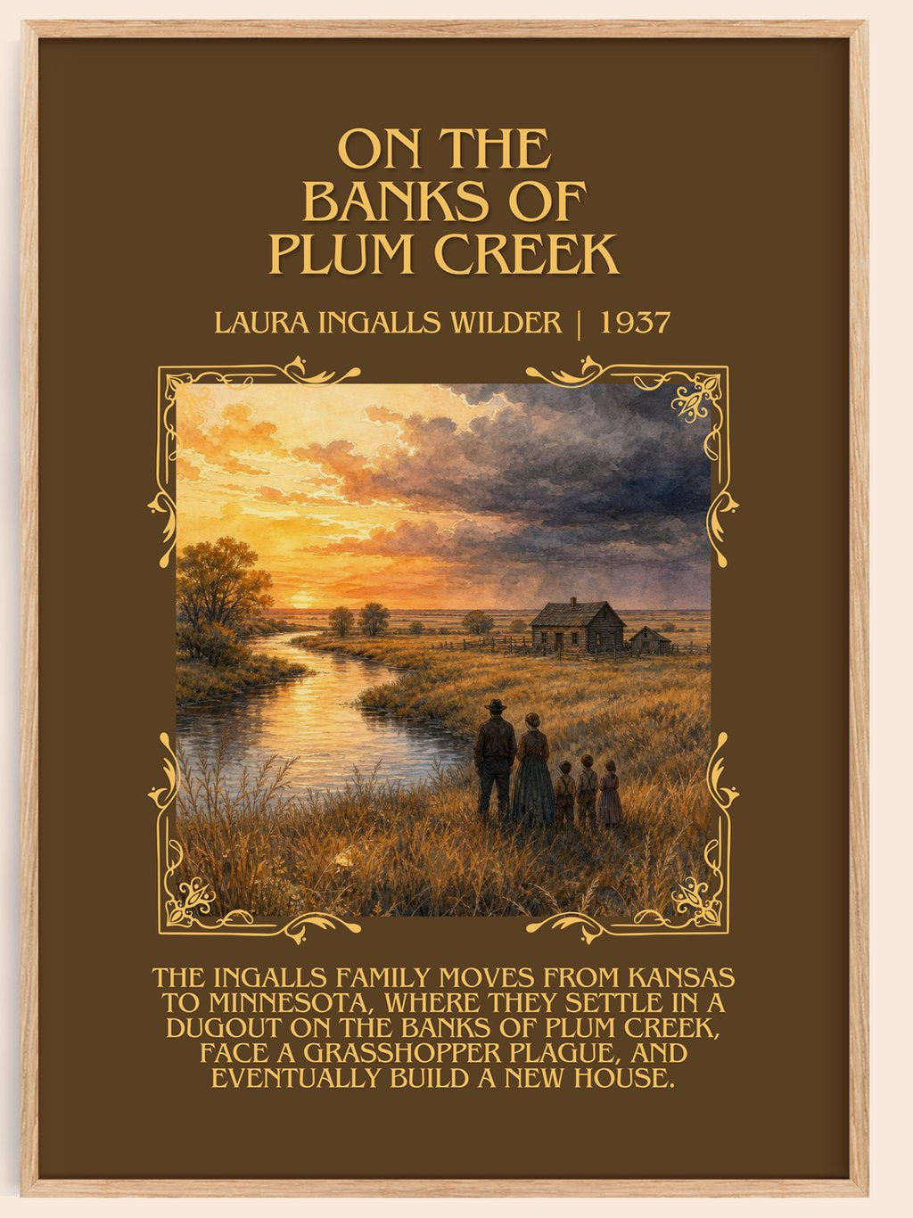 On the Banks of Plum Creek Minimalist Book Poster by L. Wilder – book poster