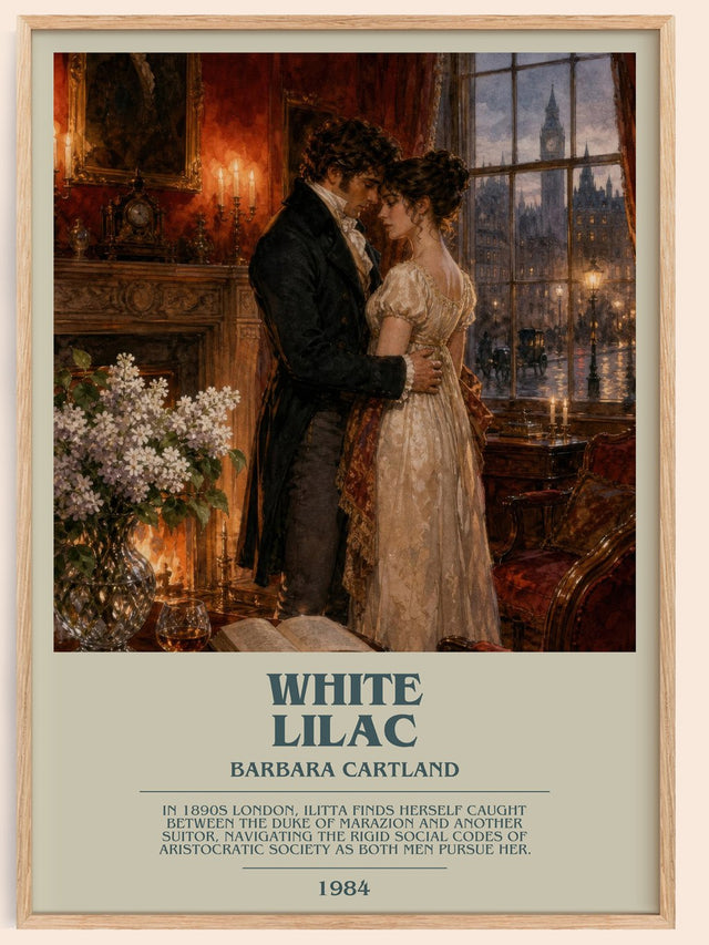 White Lilac Bookish Wall Art by Barbara Cartland