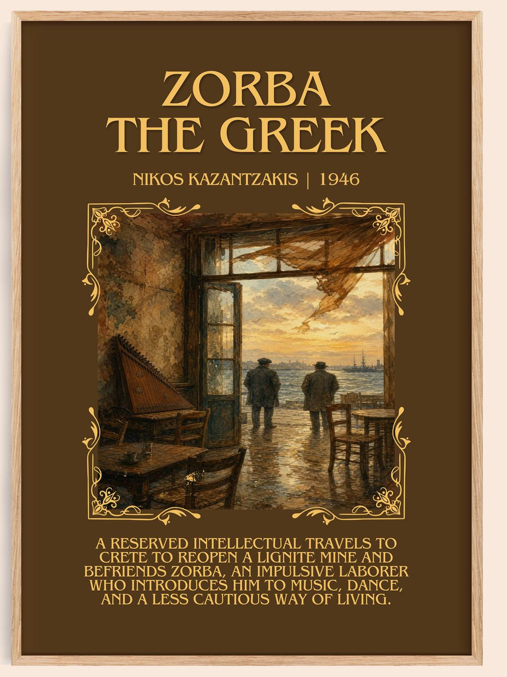 Zorba the Greek Minimalist Book Poster by Nikos Kazantzakis – book poster