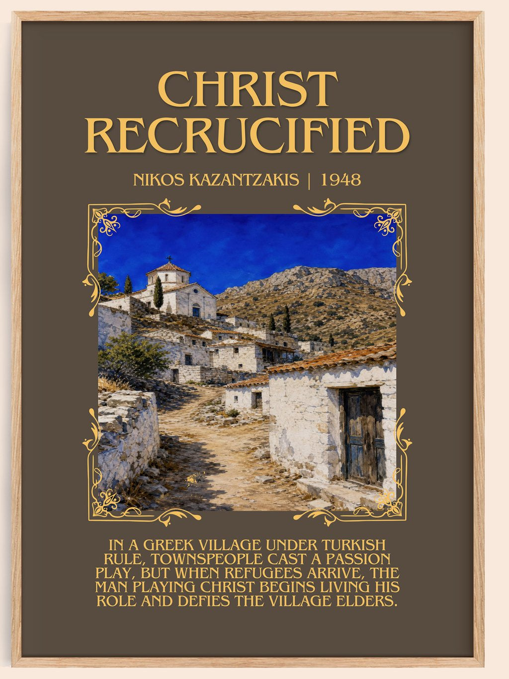 Christ Recrucified Minimalist Book Poster by Nikos Kazantzakis – book poster