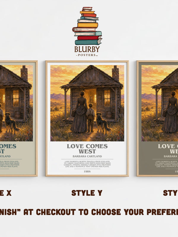 Love Comes West bookish print in frame leaning in hallway – romance wall art