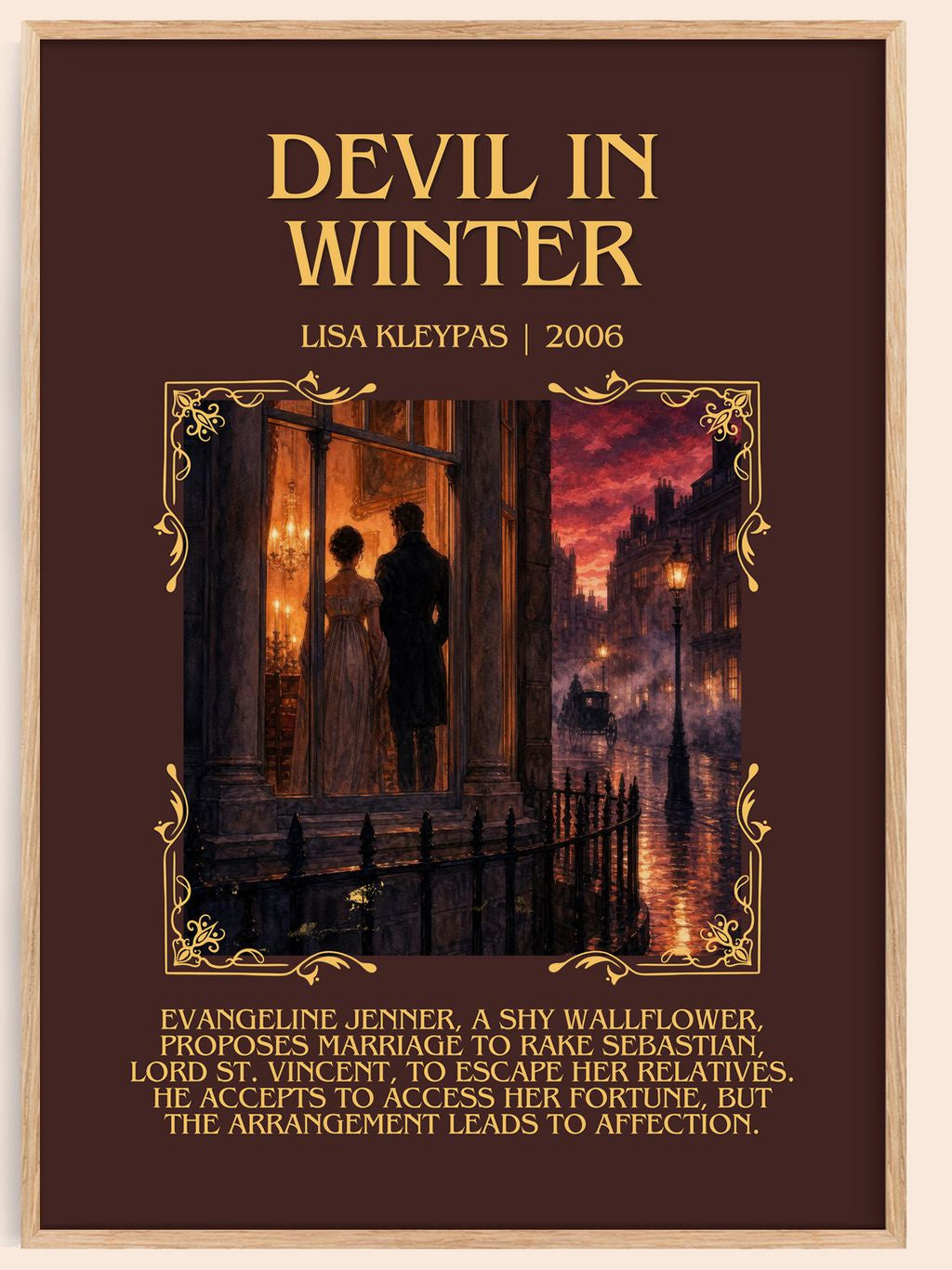 Devil in Winter Minimalist Book Poster by Lisa Kleypas – book poster