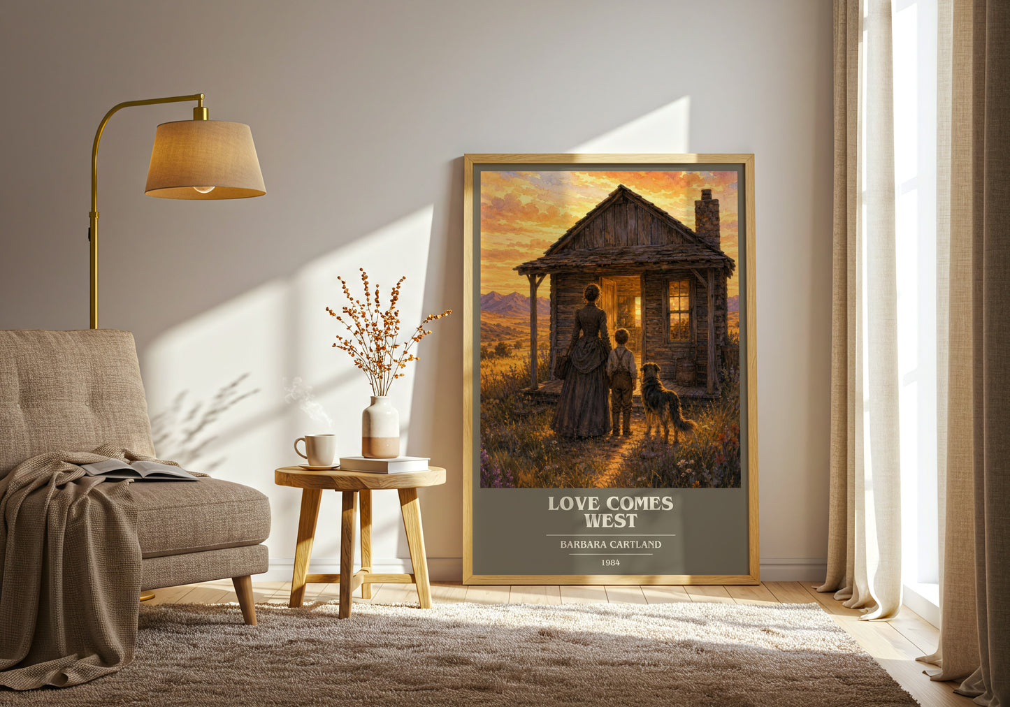 Love Comes West book cover print on bookshelf – Barbara Cartland fan gift