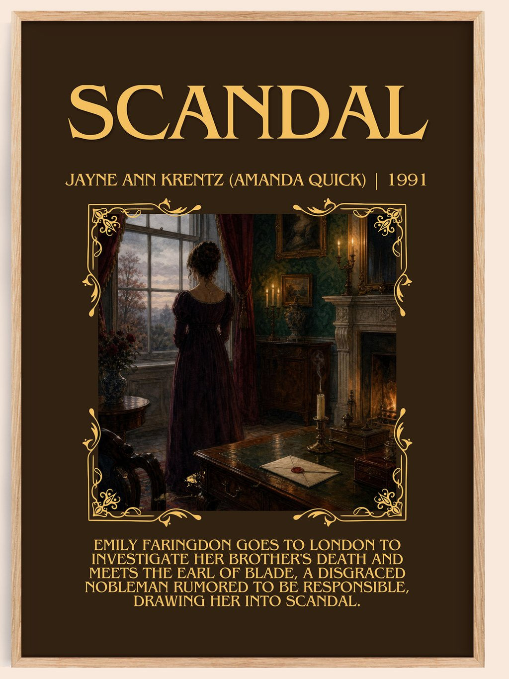 Scandal Minimalist Book Poster by Jayne Ann Krentz (Amanda Quick) – book poster