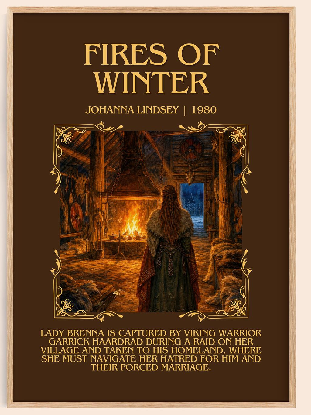 Fires of Winter Minimalist Book Poster by Johanna Lindsey – book poster