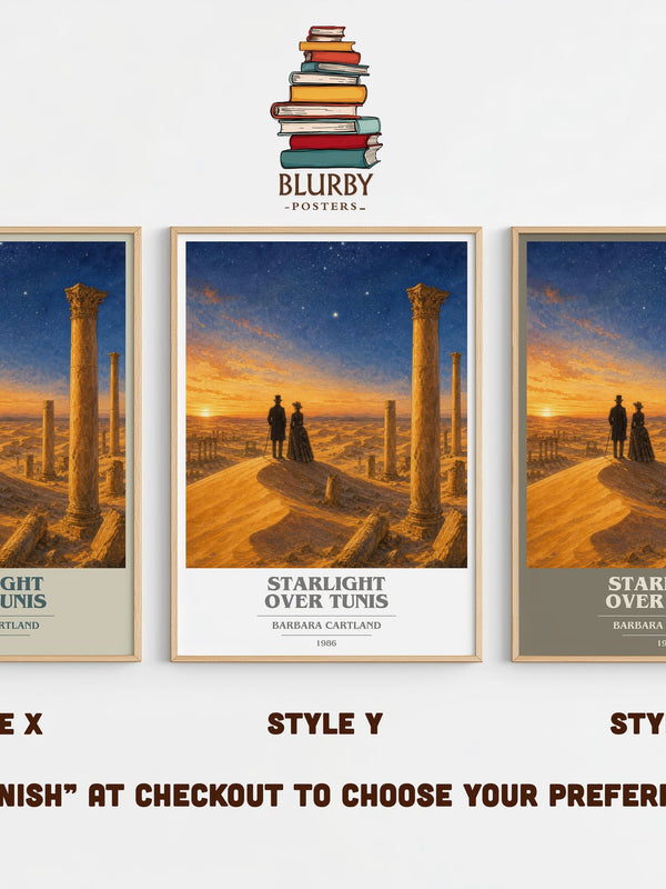 Starlight Over Tunis book cover print in frame leaning in hallway – romance wall art