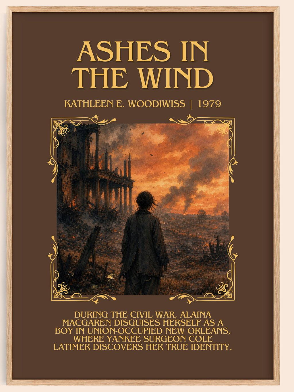 Ashes in the Wind Minimalist Book Poster by Kathleen E. Woodiwiss – book poster