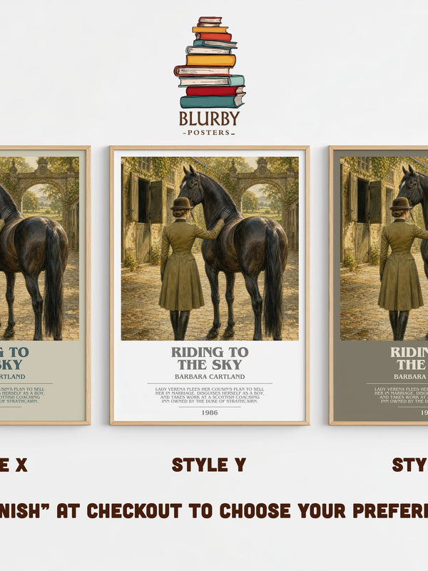 Riding To The Sky bookish print in frame leaning in hallway – romance wall art