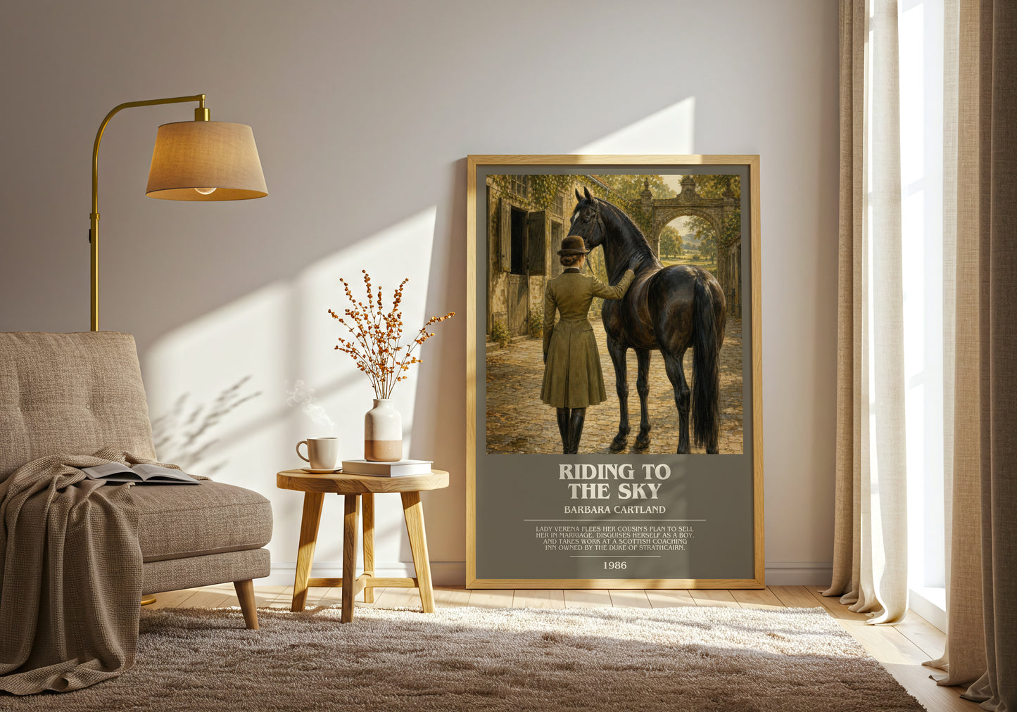 Riding To The Sky bookish print on bookshelf – Barbara Cartland fan gift
