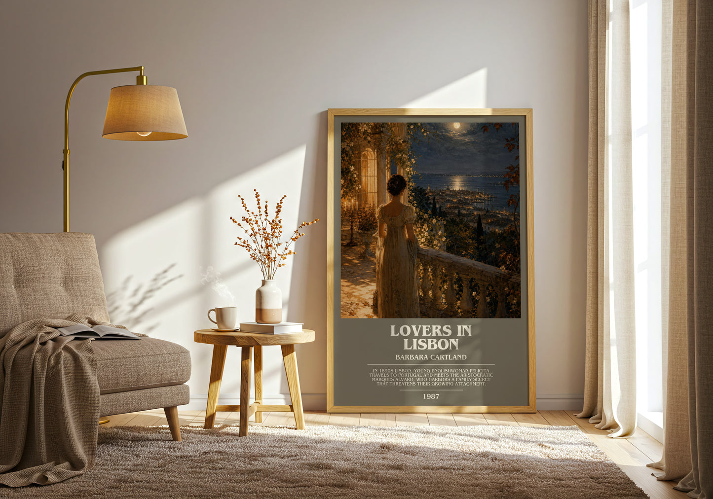 Lovers In Lisbon bookish print on bookshelf – Barbara Cartland fan gift