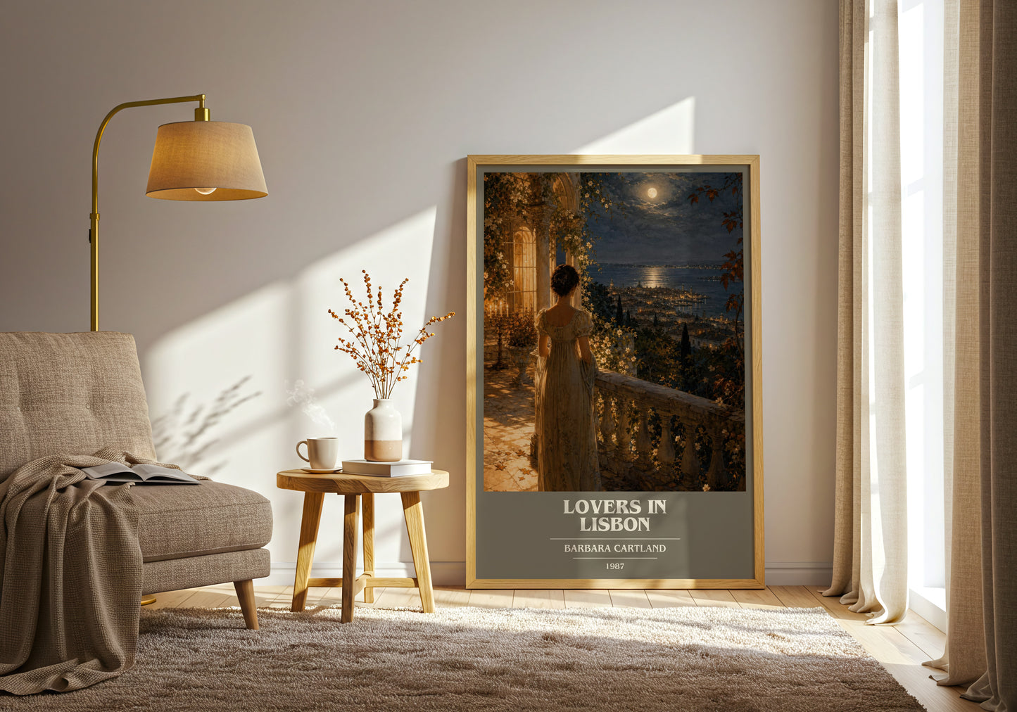 Lovers In Lisbon book cover print on bookshelf – Barbara Cartland fan gift