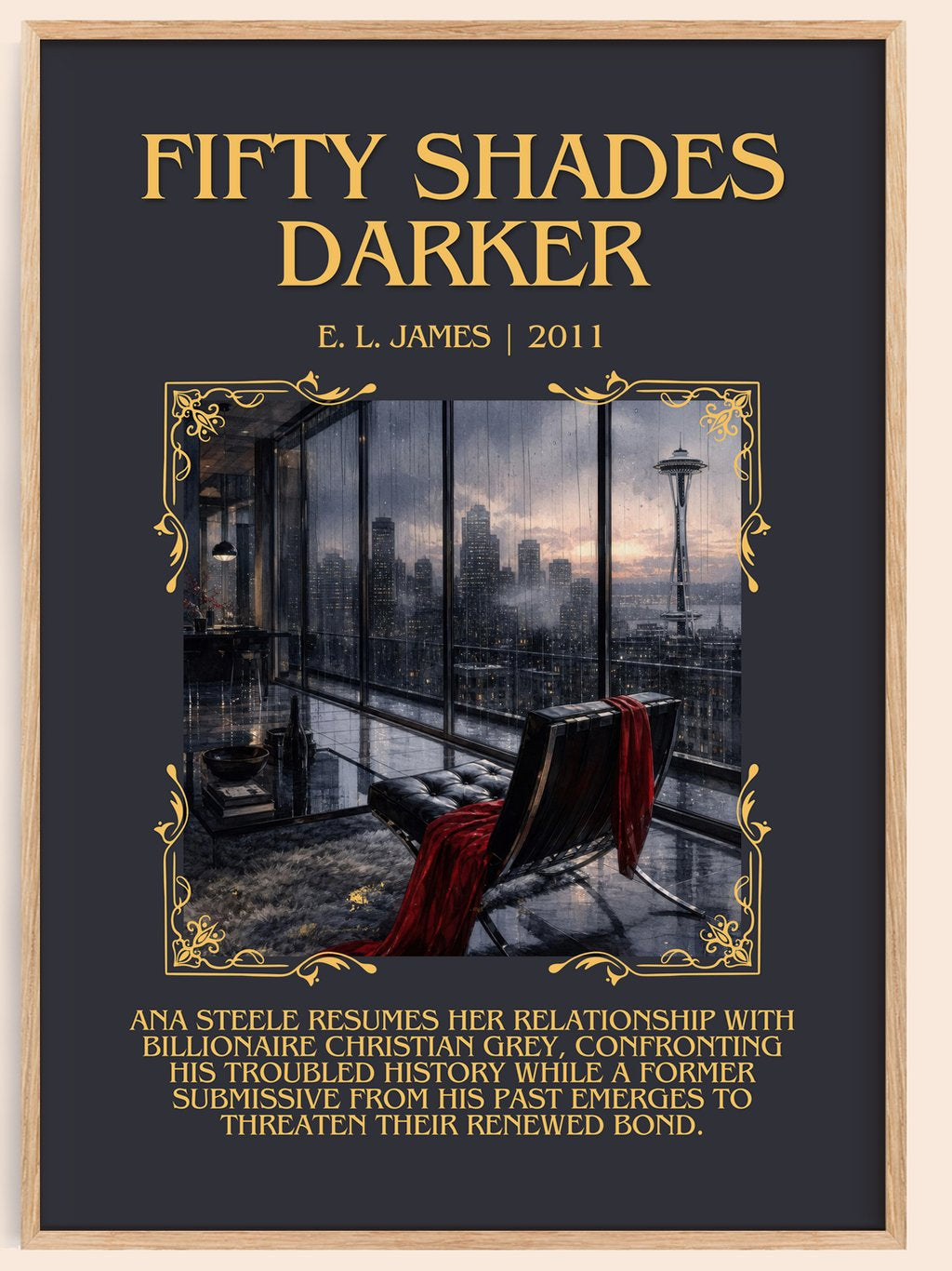 Fifty Shades Darker Minimalist Book Poster by E. L. James – book poster