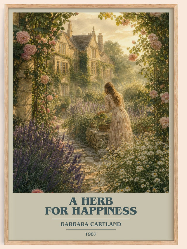 A Herb For Happiness Book Cover Poster by Barbara Cartland