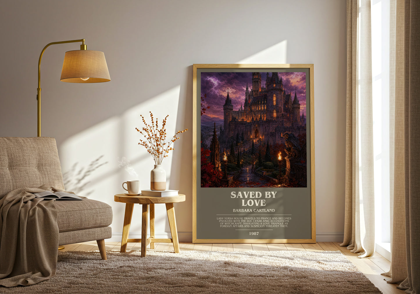 Saved By Love bookish print on bookshelf – Barbara Cartland fan gift