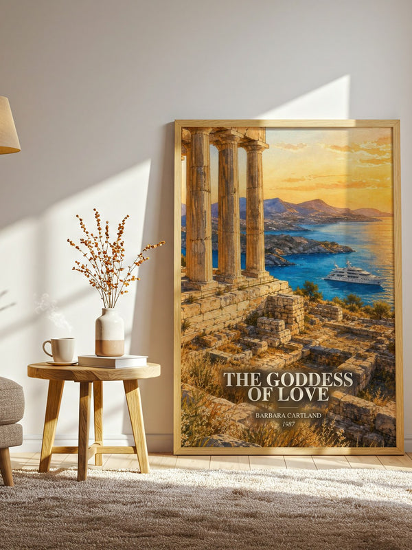 The Goddess Of Love watercolour print in frame leaning in hallway – romance wall art