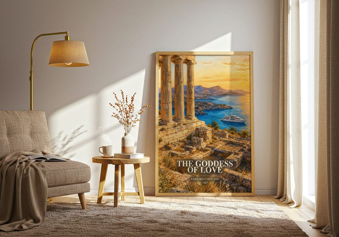 The Goddess Of Love watercolour print in frame leaning in hallway – romance wall art
