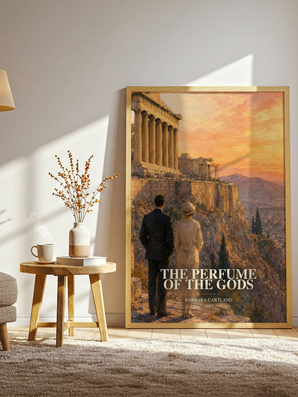 The Perfume Of The Gods watercolour print in frame leaning in hallway – romance wall art