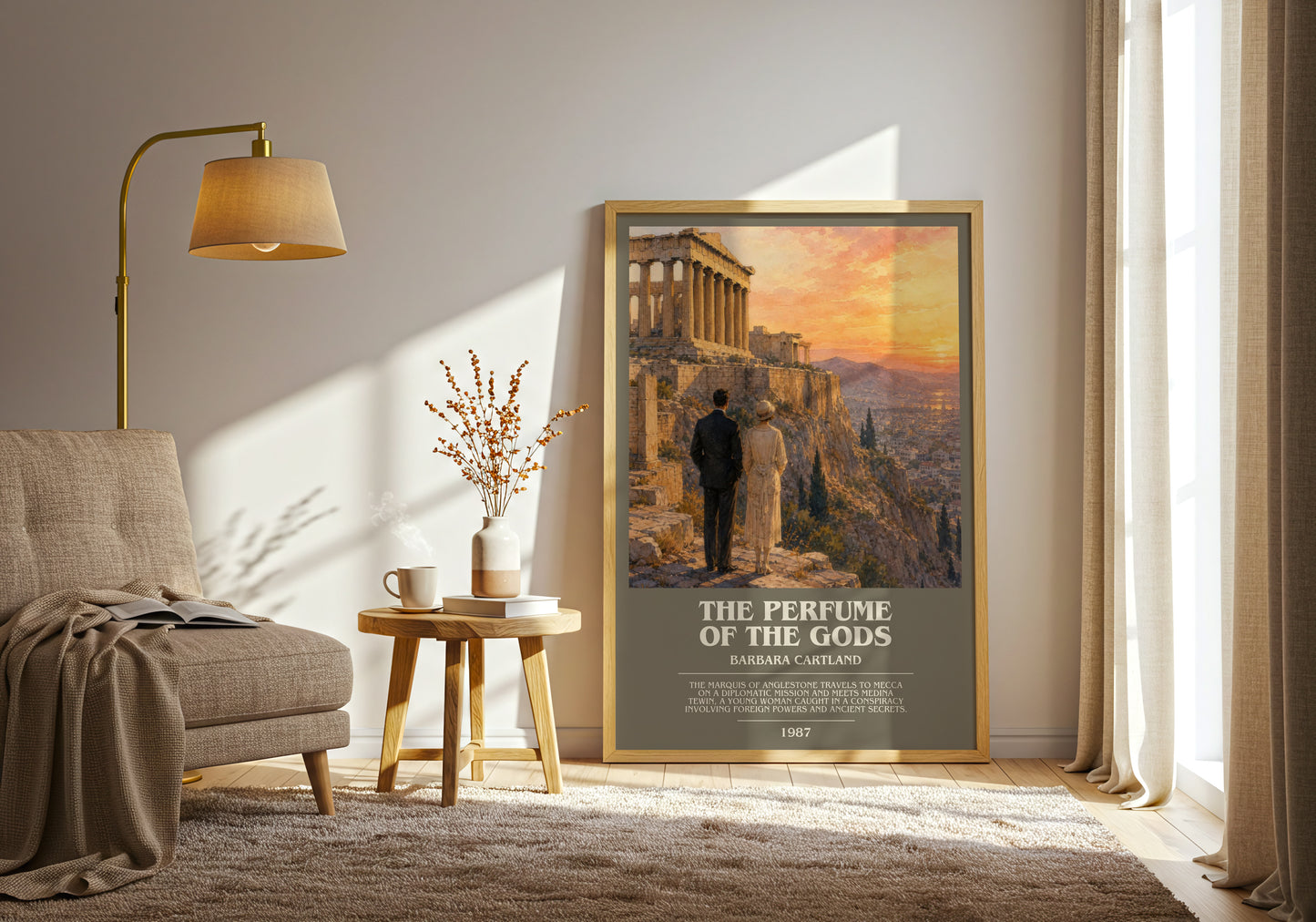 The Perfume Of The Gods bookish print on bookshelf – Barbara Cartland fan gift
