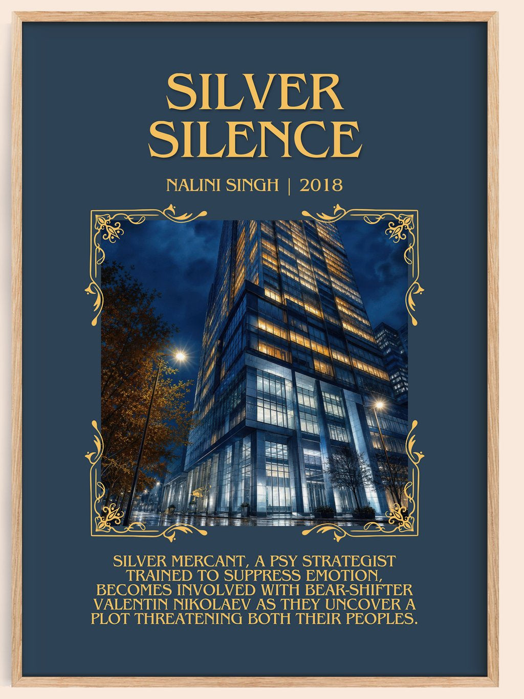 Silver Silence Minimalist Book Poster by Nalini Singh – book poster