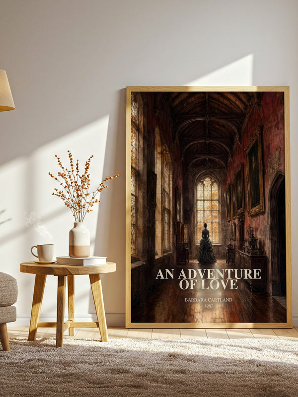 An Adventure Of Love watercolour print in frame leaning in hallway – romance wall art