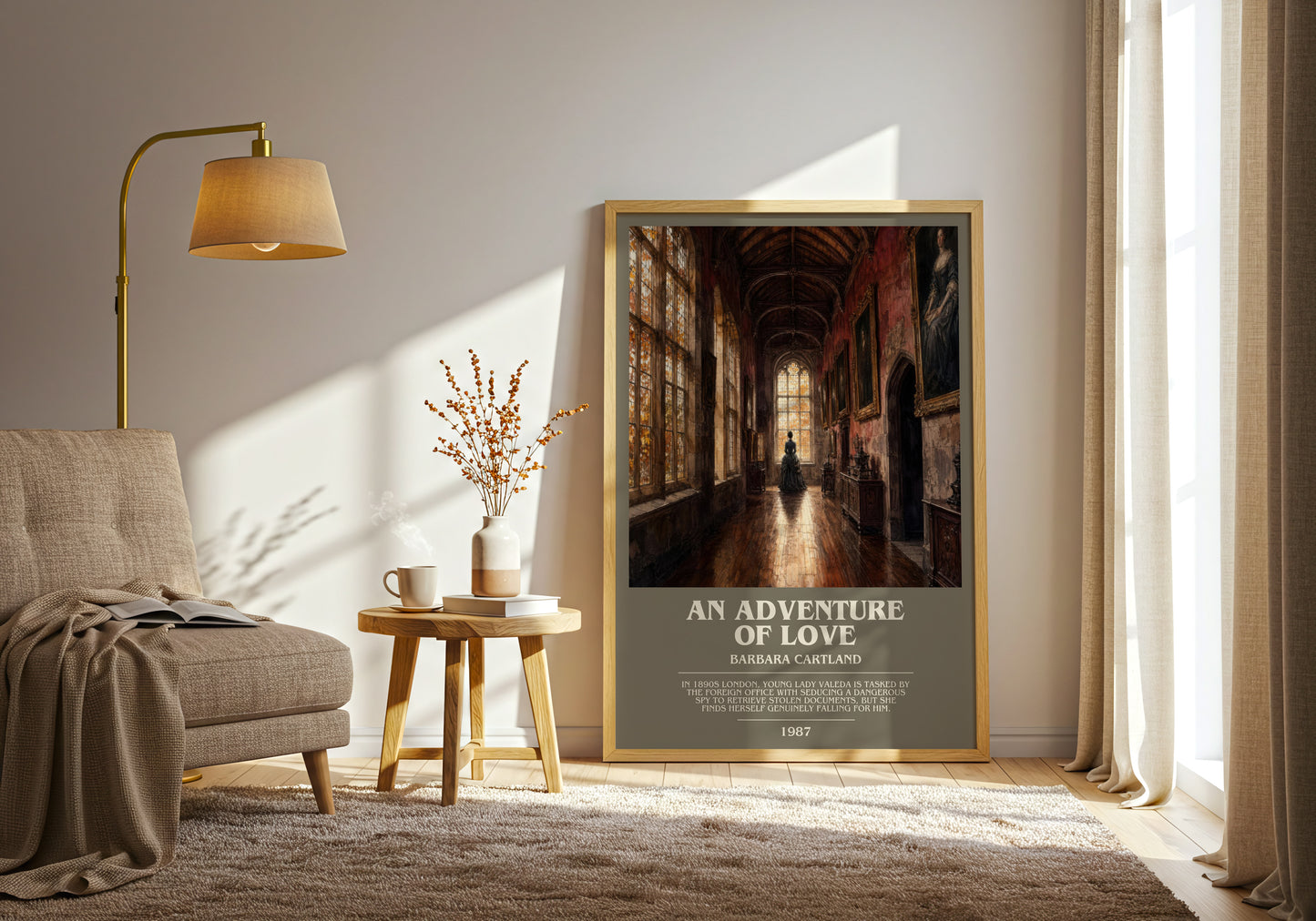 An Adventure Of Love bookish print on bookshelf – Barbara Cartland fan gift