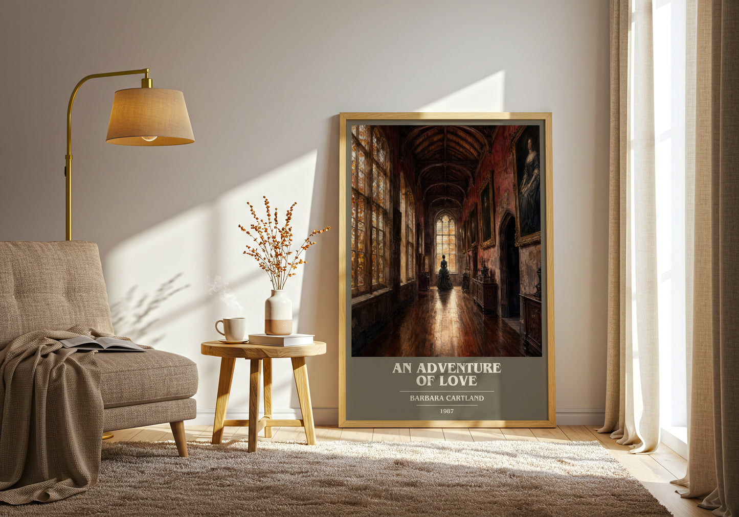 An Adventure Of Love book cover print on bookshelf – Barbara Cartland fan gift