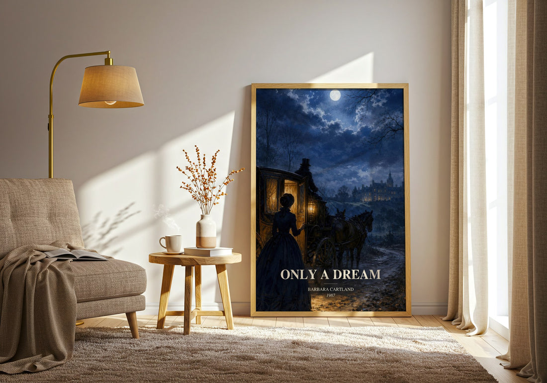 Only A Dream watercolour print in frame leaning in hallway – romance wall art