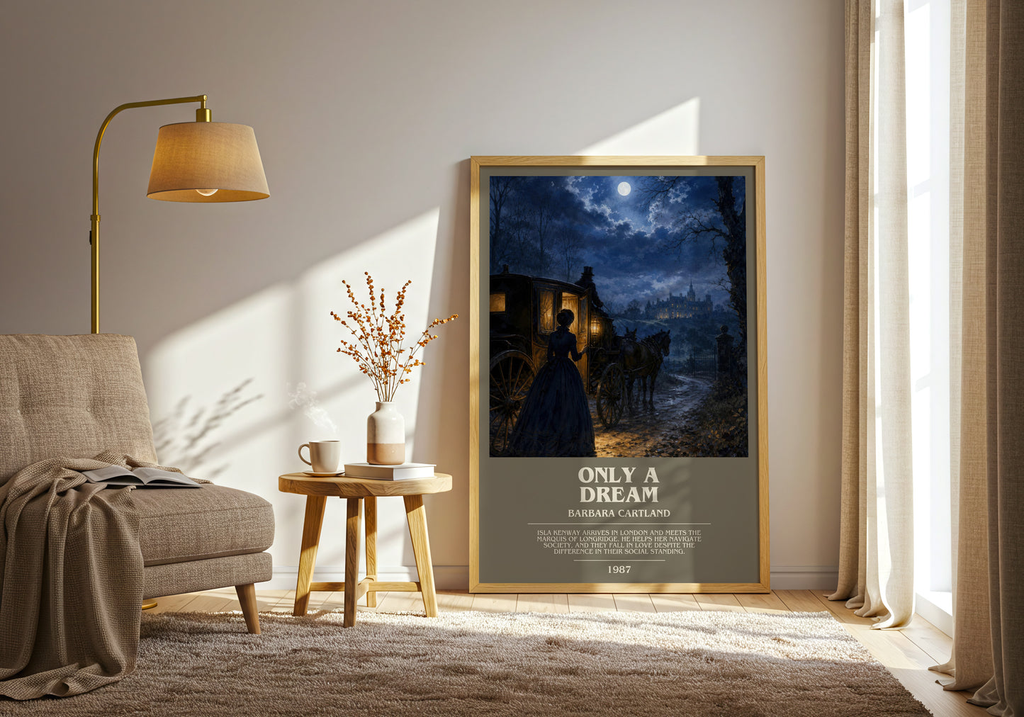 Only A Dream bookish print on bookshelf – Barbara Cartland fan gift