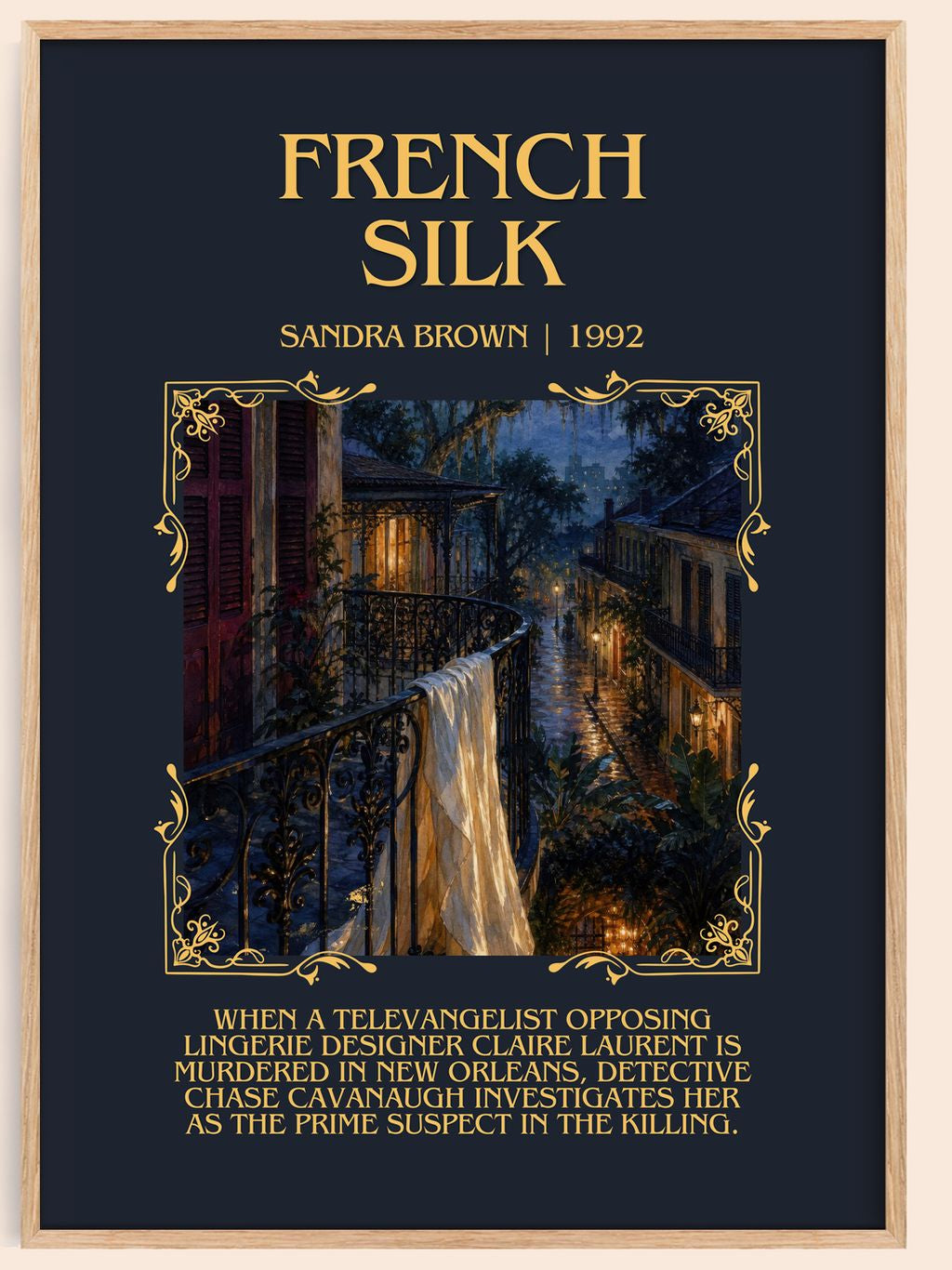French Silk Minimalist Book Poster by Sandra Brown – book poster