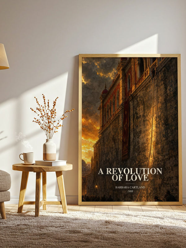 A Revolution Of Love watercolour print in frame leaning in hallway – romance wall art