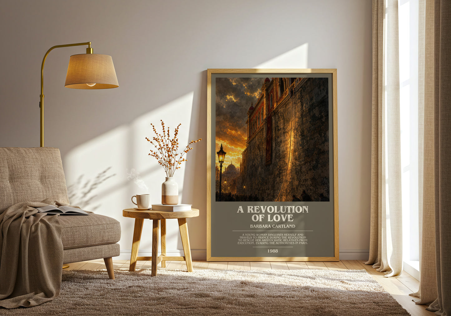 A Revolution Of Love bookish print on bookshelf – Barbara Cartland fan gift