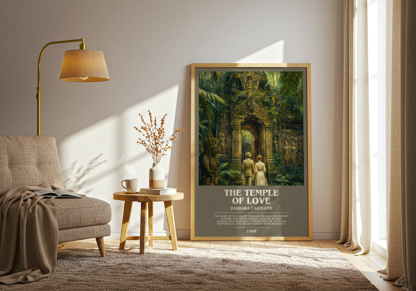 The Temple Of Love bookish print on bookshelf – Barbara Cartland fan gift