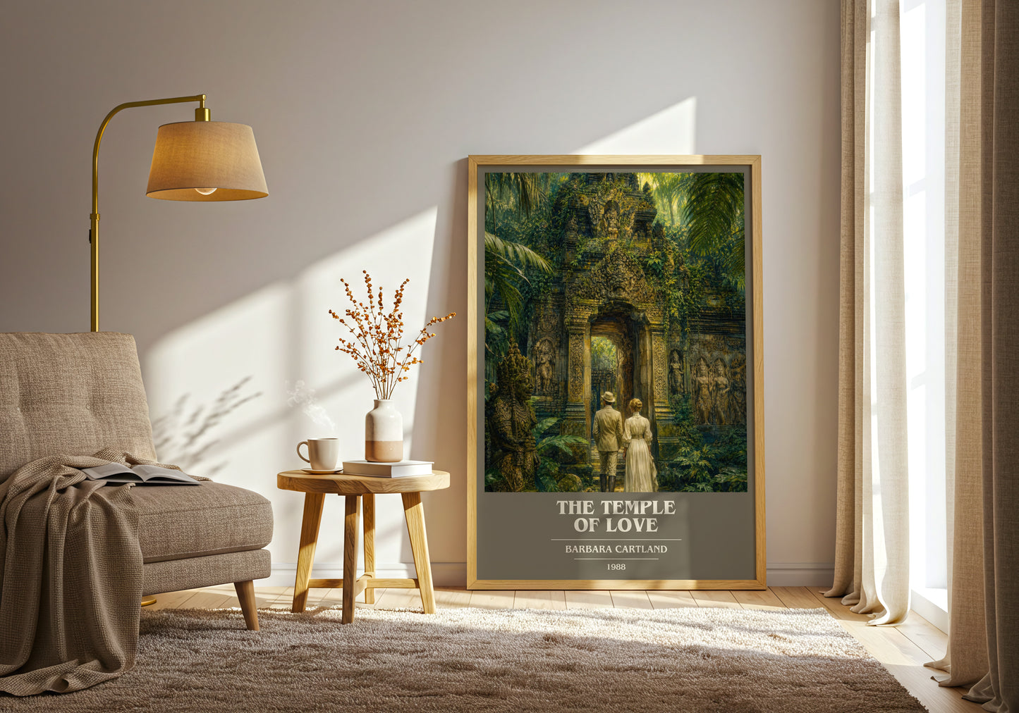 The Temple Of Love book cover print on bookshelf – Barbara Cartland fan gift