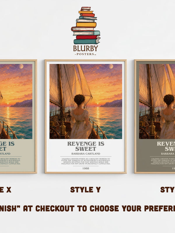Revenge Is Sweet bookish print in frame leaning in hallway – romance wall art