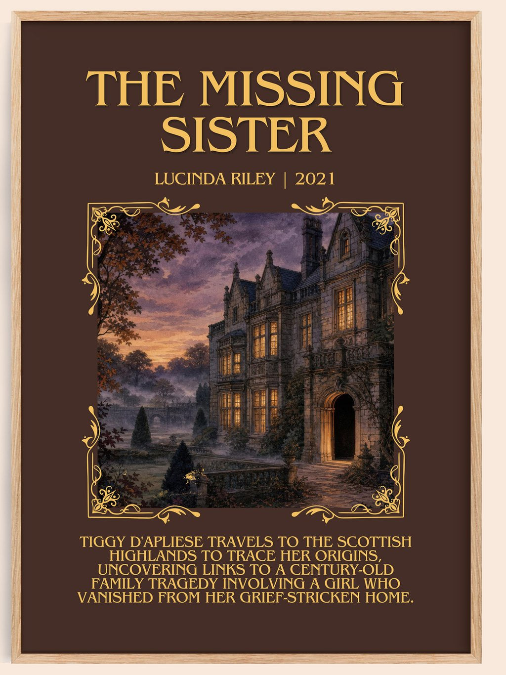 The Missing Sister Minimalist Book Poster by Lucinda Riley – book poster