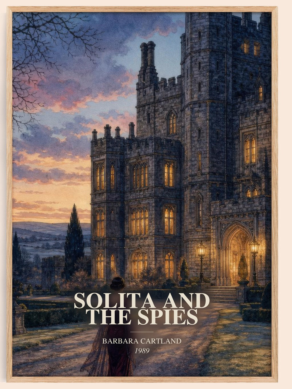 Solita And The Spies watercolour book poster by Barbara Cartland – framed literary art print