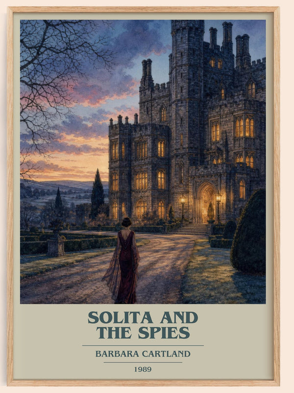 Solita And The Spies book cover book poster by Barbara Cartland – framed literary art print