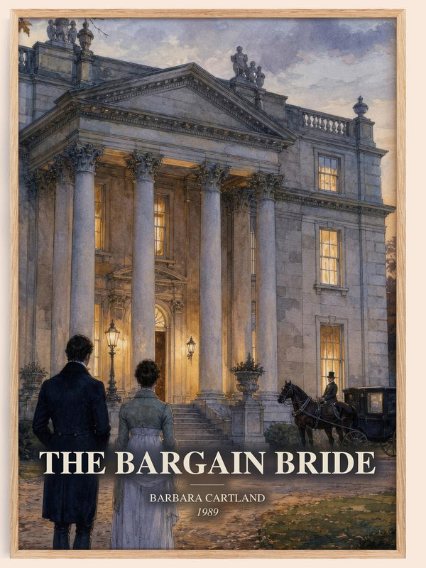 The Bargain Bride watercolour book poster by Barbara Cartland – framed literary art print