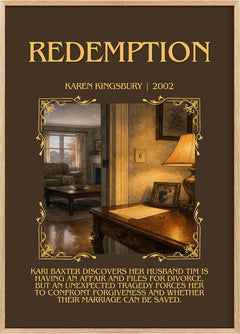 Redemption Minimalist Book Poster by Karen Kingsbury