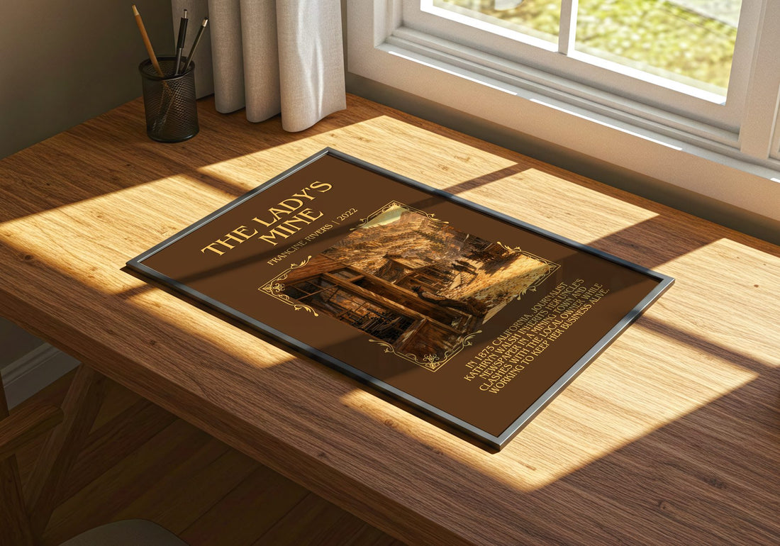 The Lady's Mine Minimalist Book Poster by Francine Rivers – print on a sunlit desk