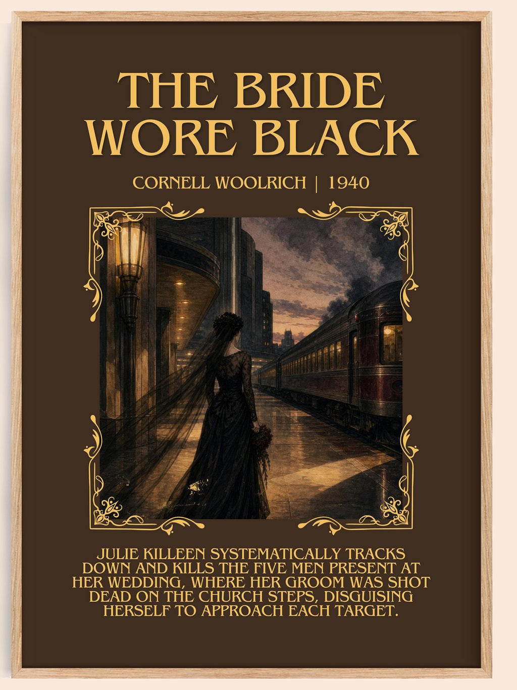The Bride Wore Black Minimalist Book Poster by Cornell Woolrich – book poster