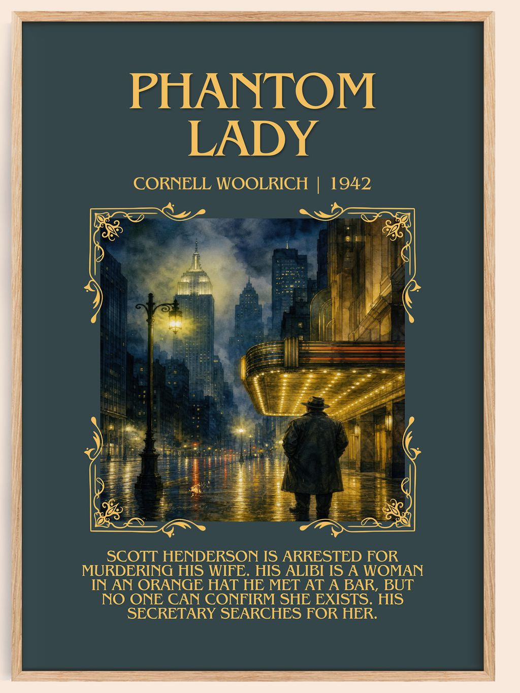 Phantom Lady Minimalist Book Poster by Cornell Woolrich – book poster