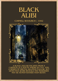 Black Alibi Minimalist Book Poster by Cornell Woolrich