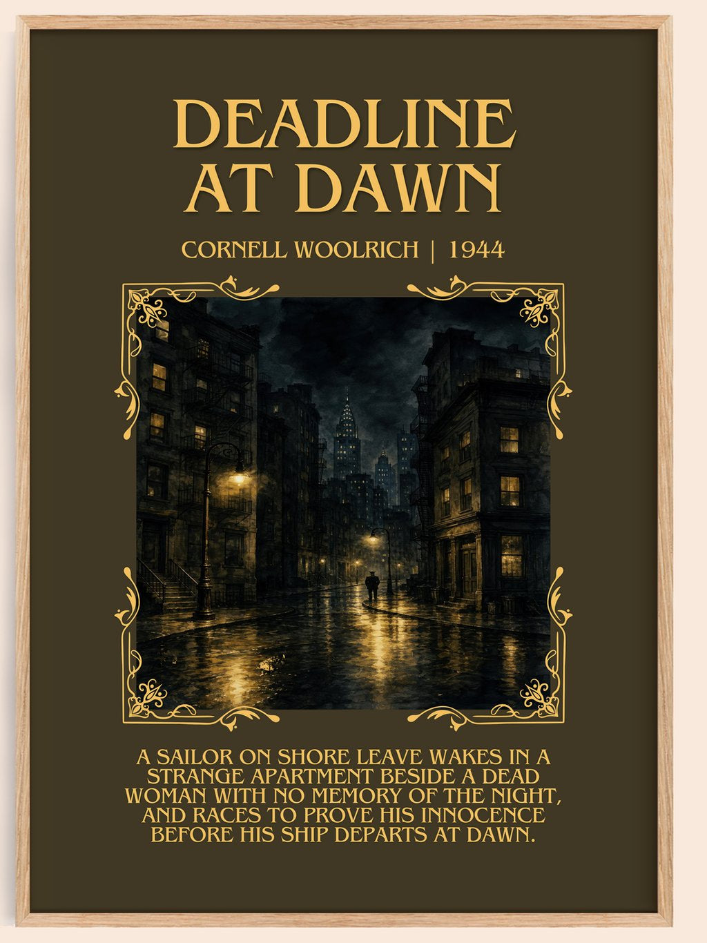 Deadline at Dawn Minimalist Book Poster by Cornell Woolrich – book poster