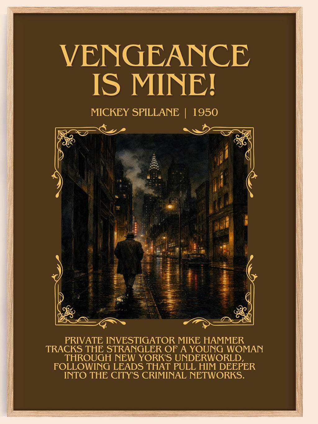 Vengeance Is Mine! Minimalist Book Poster by Mickey Spillane – book poster