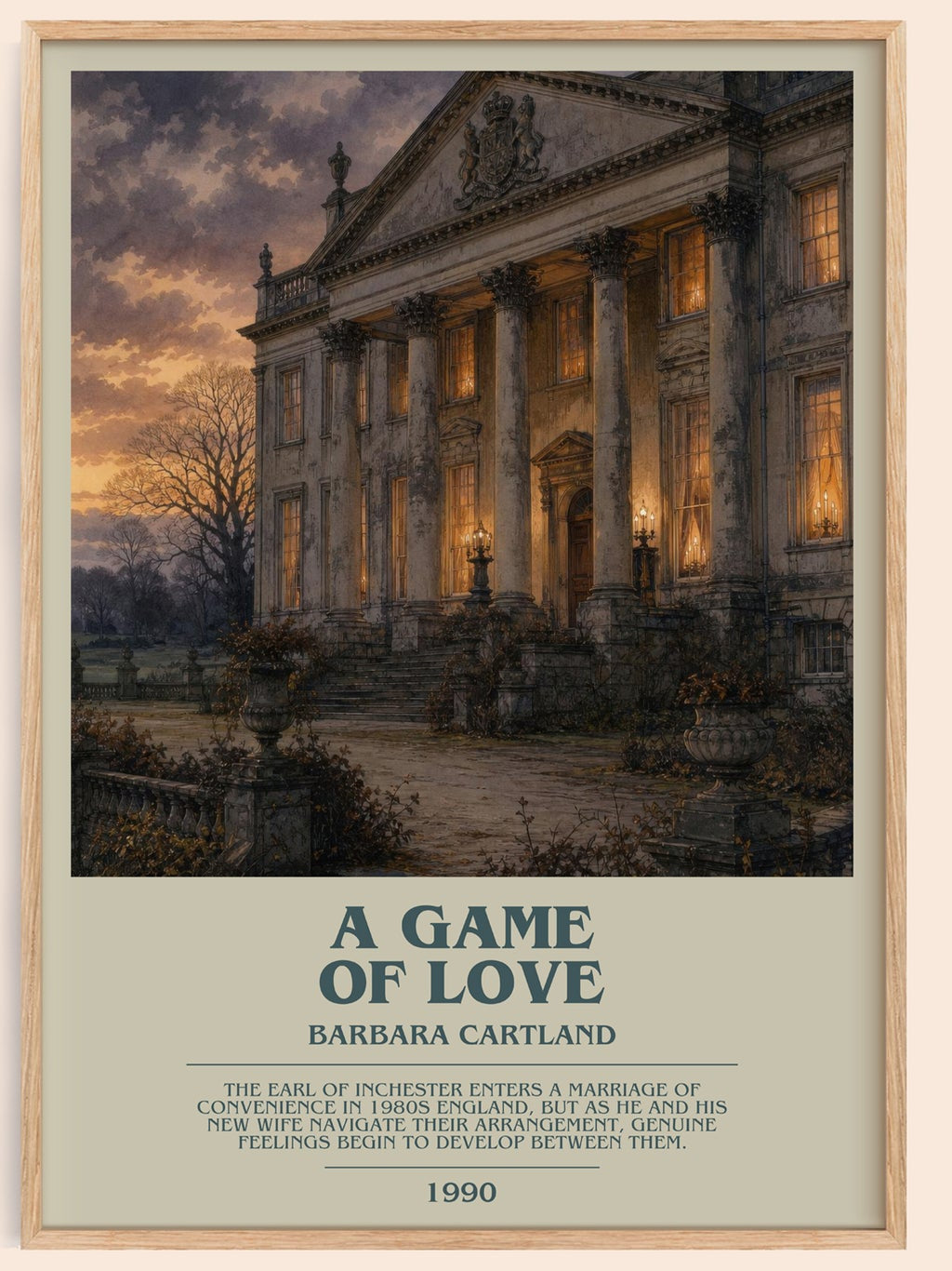 A Game Of Love bookish book poster by Barbara Cartland – framed literary art print